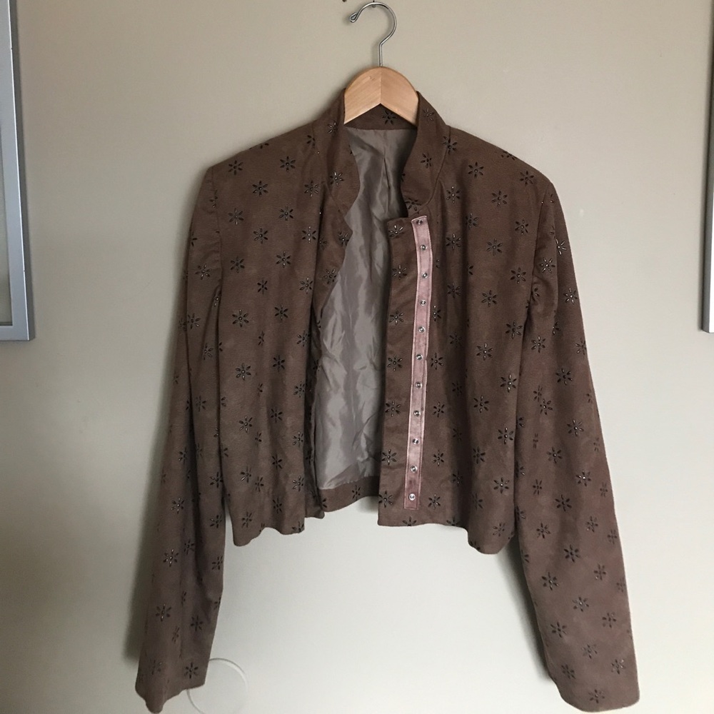 Vintage suede brown embellished jacket
